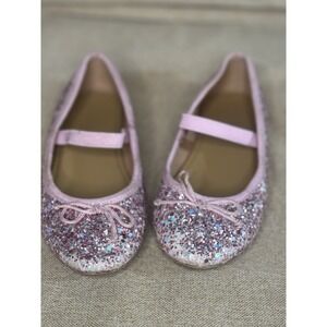 J Crew Glitter Pink Strap Slip On Closed Toed Shoes Little Girl Size 11